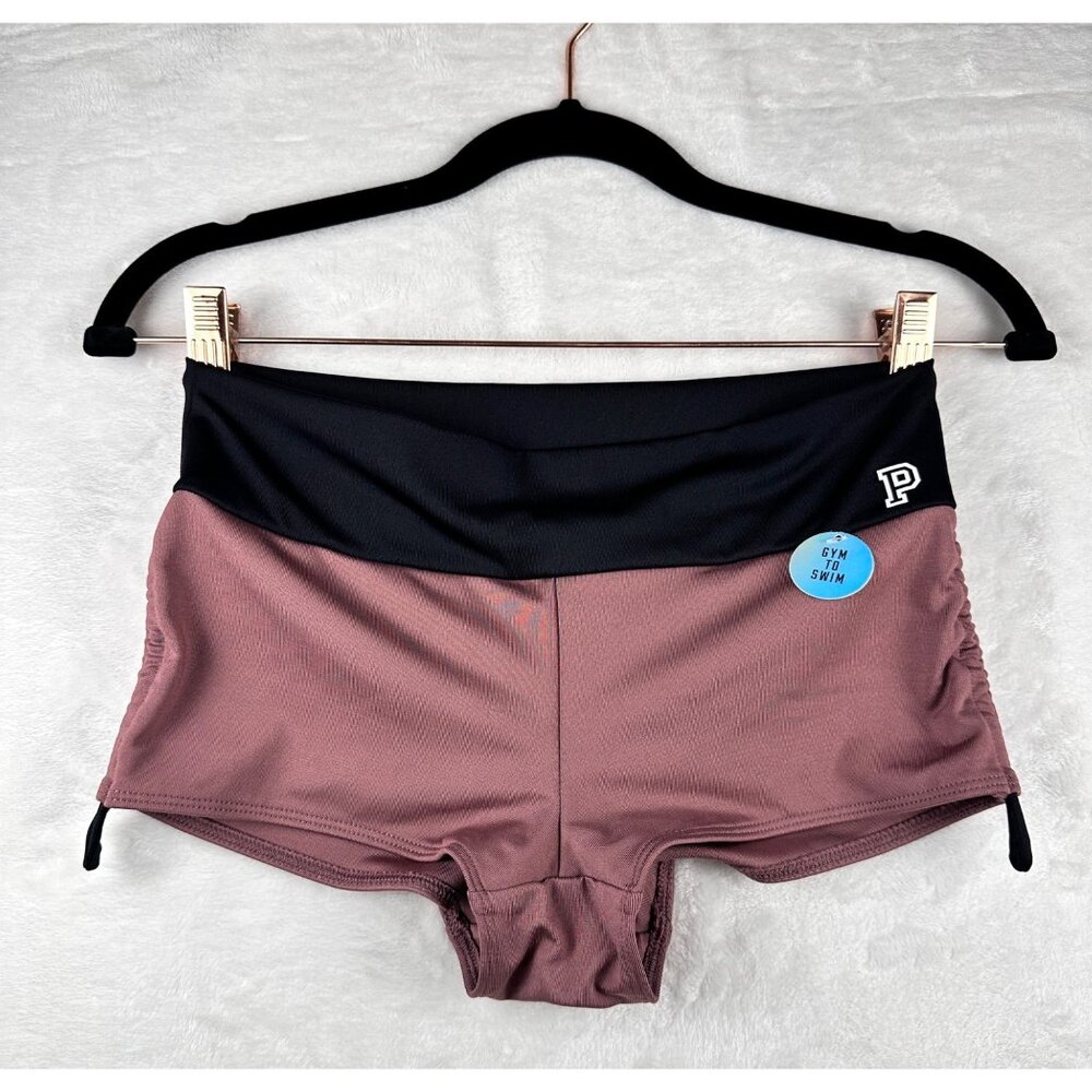 Y2K Victoria’s Secret PINK Ultimate Gym to Swim Shorts Black Mauve Sz S NWT